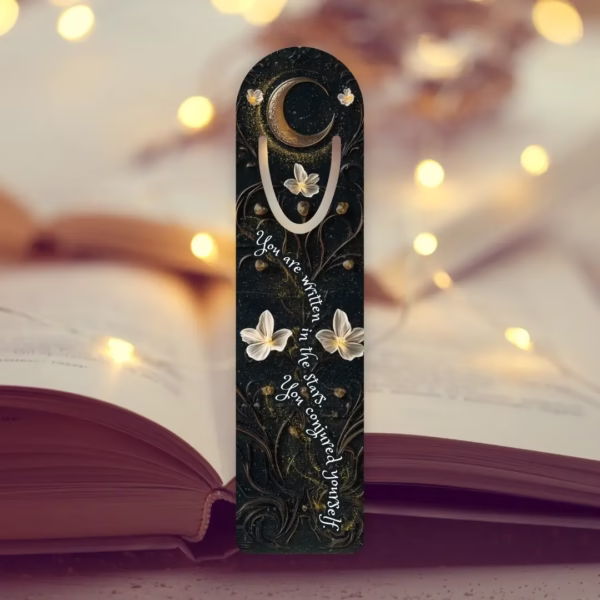 Dark Celestial Metal Bookmark - "You Are Written in the Stars" | Unique Bookish Gift for Book Lovers, Writers, Romantasy Readers, Stargazers