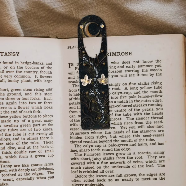 Dark Celestial Metal Bookmark - "You Are Written in the Stars" | Unique Bookish Gift for Book Lovers, Writers, Romantasy Readers, Stargazers